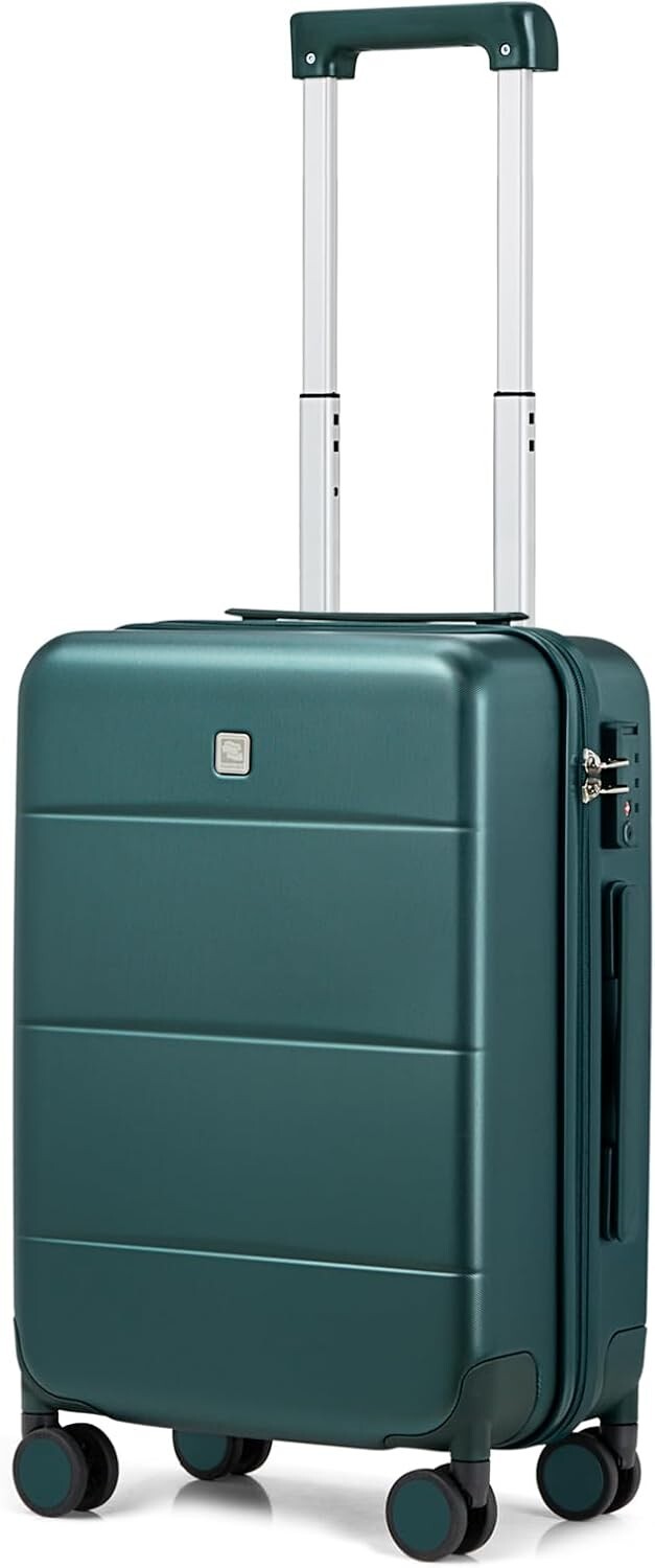 HANKE CARRY ON LUGGAGE 20IN AIRLINE APPROVED SPINNER WHEELS HARD SHELL-GREEN-image