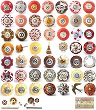 Red brown gold ceramic knobs drawer pulls cupboard door knobs porcelain china