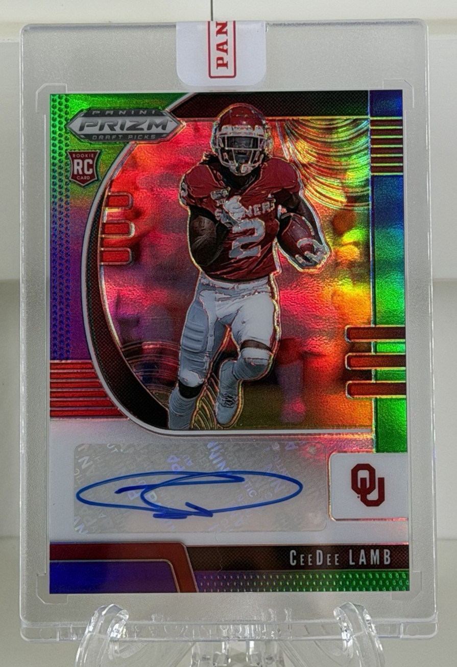 2020 Prizm Draft Picks CEEDEE LAMB Rookie Purple Green Prizm AUTO Serial #47/125