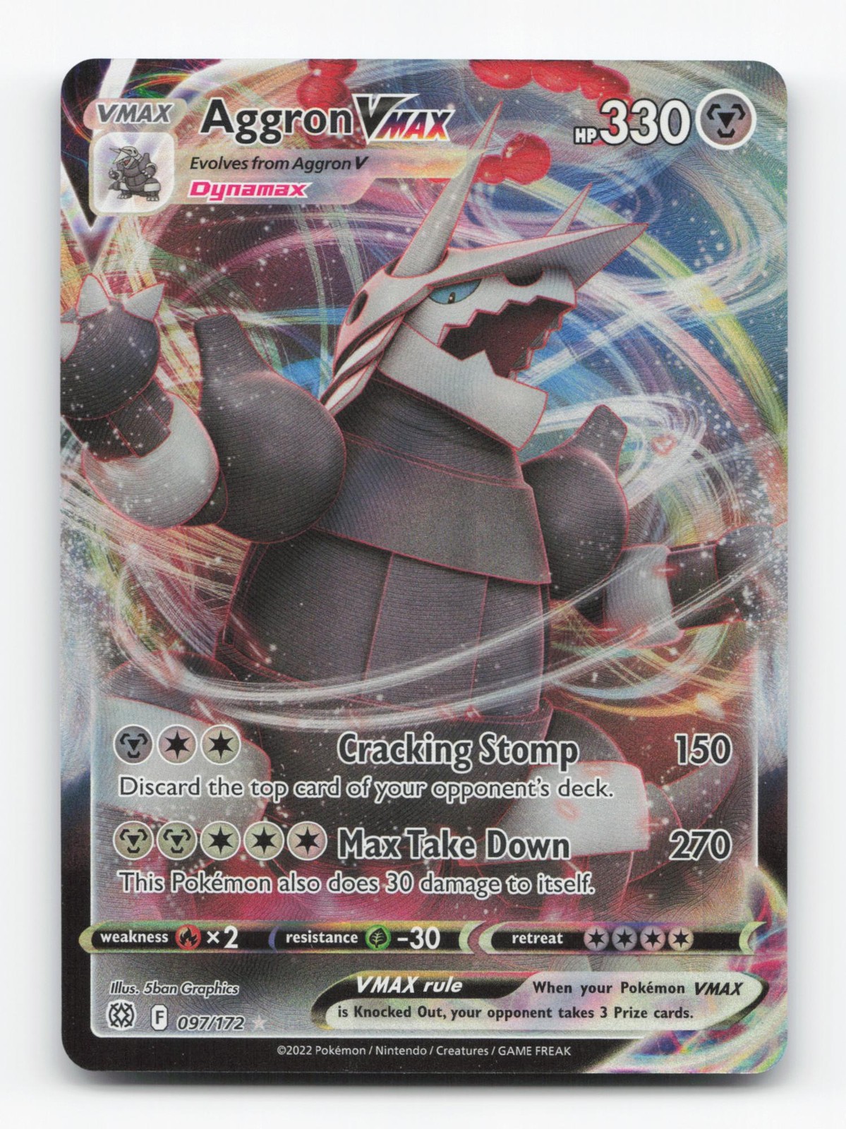 Pokemon TCG - Aggron VMAX 097/172 Near Mint Holo VMAX Rare Brilliant Stars