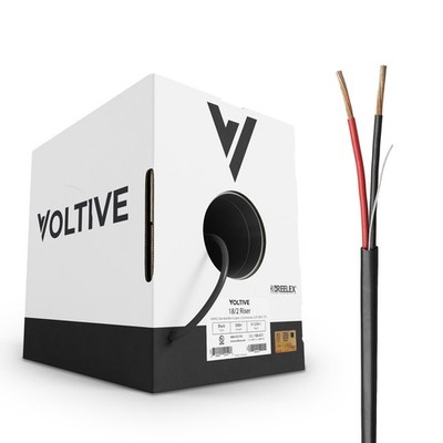 18/2 Low Voltage Wire, Riser CL3R, Black, 500ft - 18AWG, 2 Conductors, Strand...