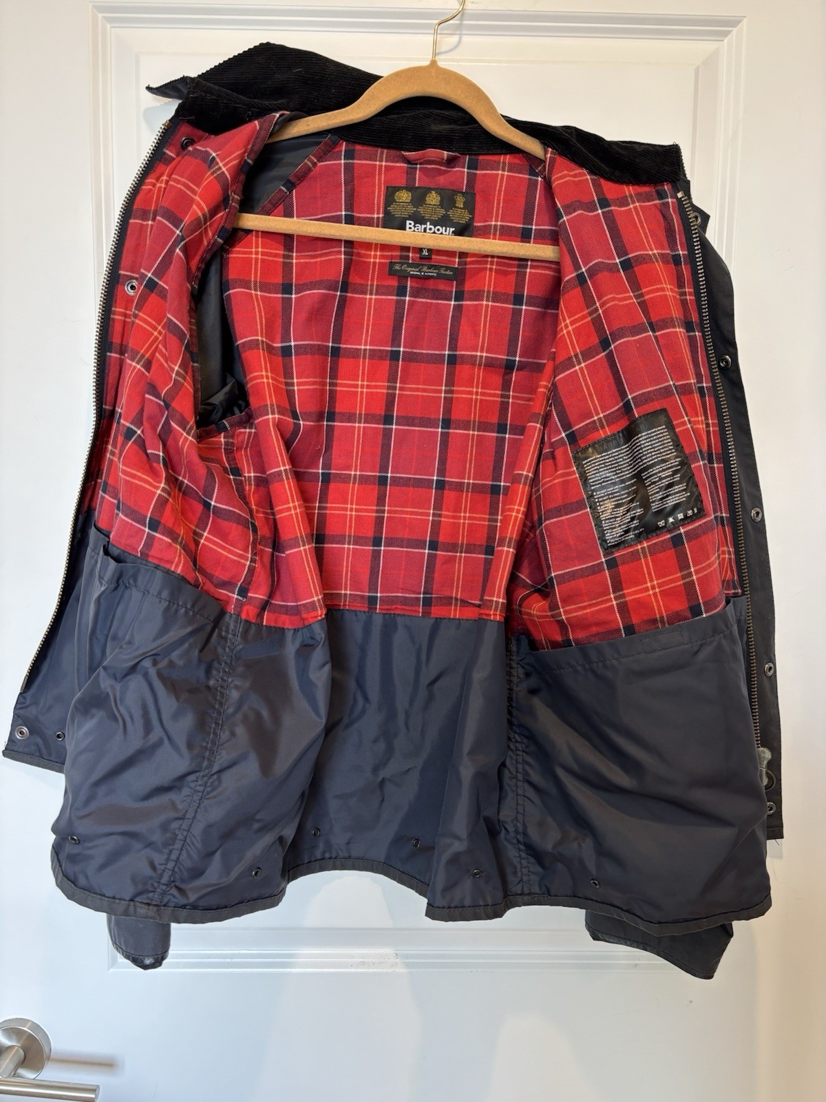 Barbour Waxed Jacket XL Men's Standen Spey Navy Blue … - Gem