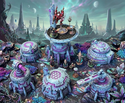 Tabletop Terrain: 9 pcs: Xenos Buildings/Guns - Great for Warhammer 40K/KillTeam