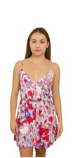 Lush Watercolor Skater Faux Wrap Dress Womens Sz M