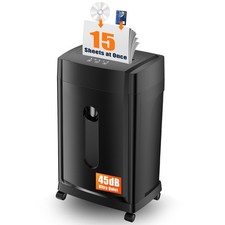 KRT Ultra-Quiet Paper Shredder 38dB,30 Min Run Time,15 Sheet Cross-Cut (4x38m...