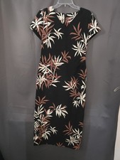 black Talbots sleeveless dress with a brown and cream leaf print size 6