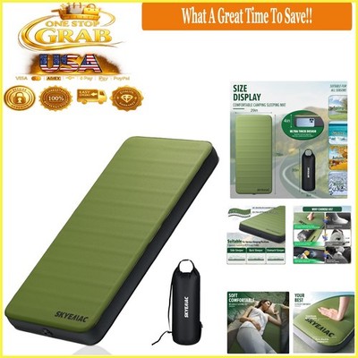 Self Inflating Camping Mattress with Memory Foam 78x29 Green Portable Bed