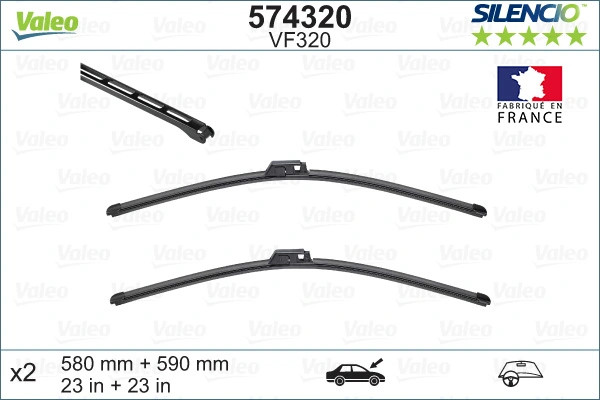 Balai d'essuie-glace Valeo 574320 pour remplacer l'équipement OE 4E0998002 usé