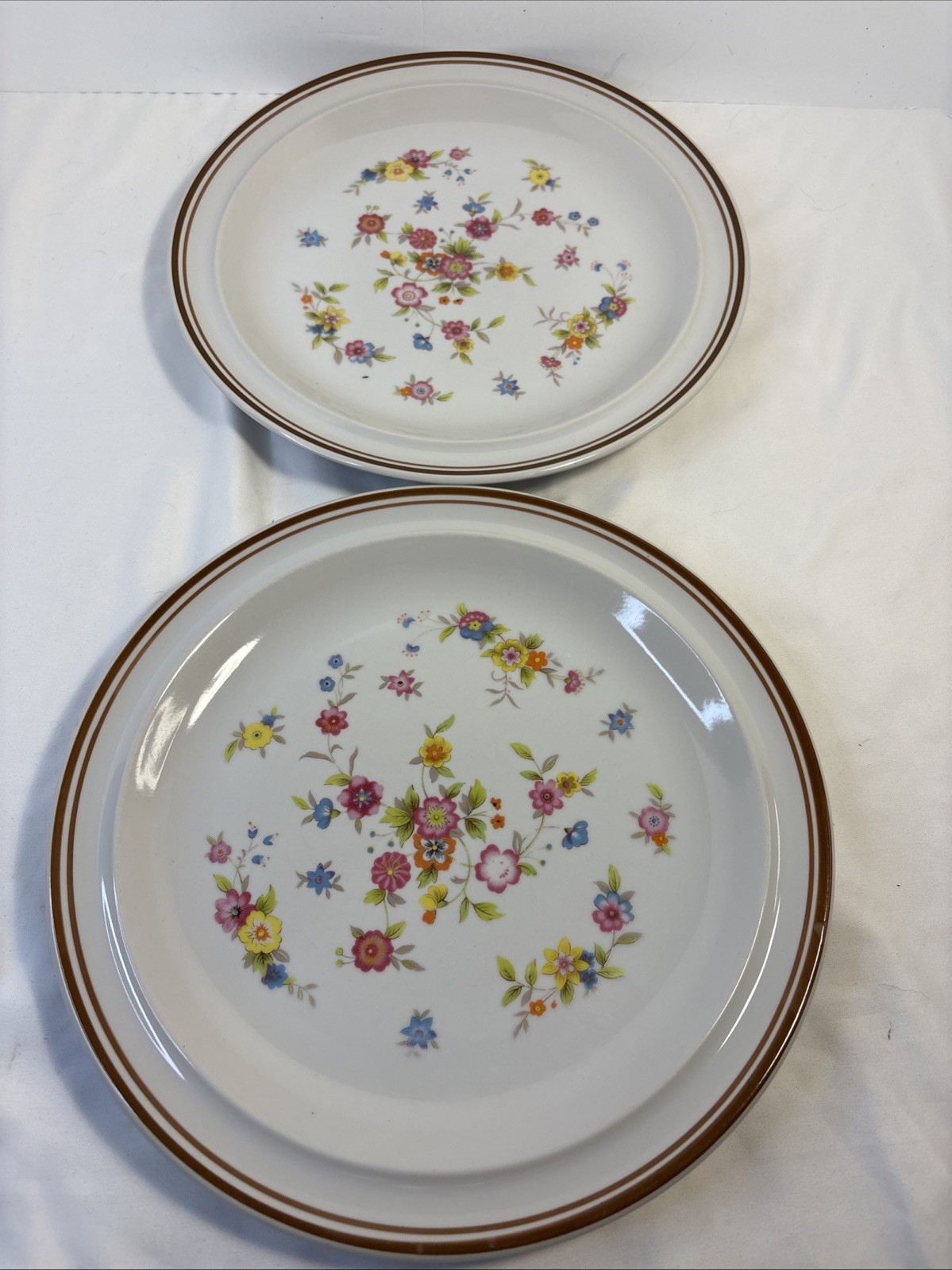 Set Of 2 Colonial Stoneware Violet Floral 10.5” Dinner Plates By MSI Japan