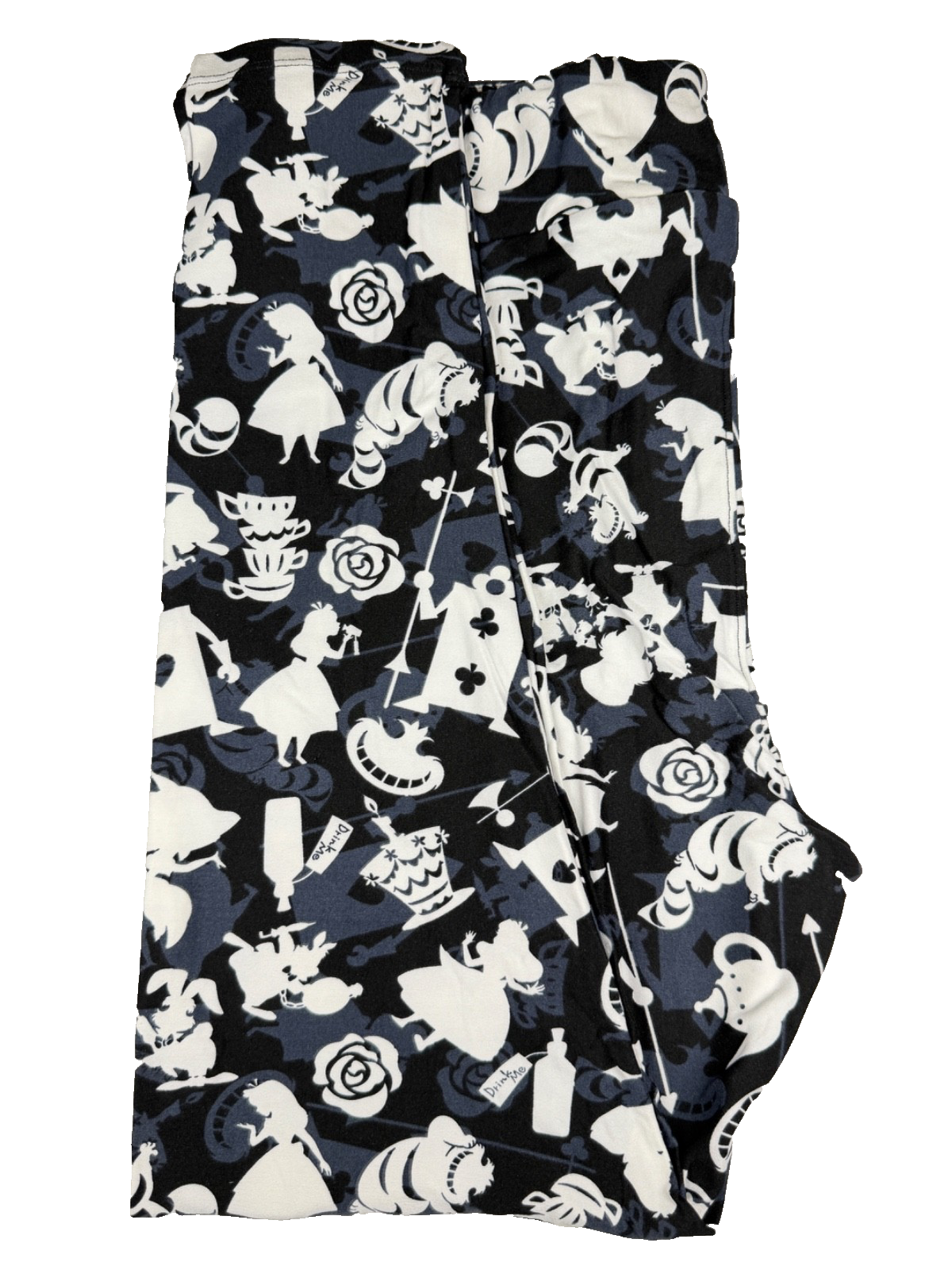 New Disney Alice in Wonderland LuLaRoe Tall Curvy 2 Leggings Black