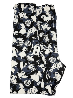 New Disney Alice in Wonderland LuLaRoe Tall Curvy 2 Leggings Black