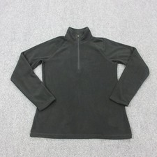 Eddie Bauer Sweater Womens Small Black Fleece Quarter Zip Mock Neck Pullover