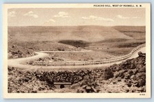 Tarjeta postal vintage de Roswell Nuevo México 1940 Picacho Hill Road Mountain West Field