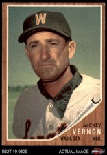 1962 Topps #152 Mickey Vernon GRN Senators MANAGER RARE VARIATION 2 - GOOD