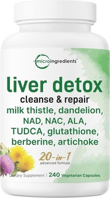 Liver Detox w/ Milk Thistle, NAC, ALA, TUDCA for Liver Cleanse & Repair 240 Caps