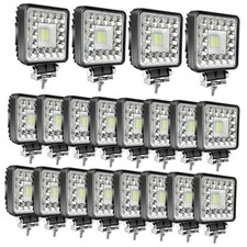 LED Tractor Work Lights, 4 Inch LED Pods Lights 123W Square 12V 24V Spot 20PCS