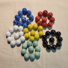 Set of 57 solid-color replacement glass marbles, 6 colors,