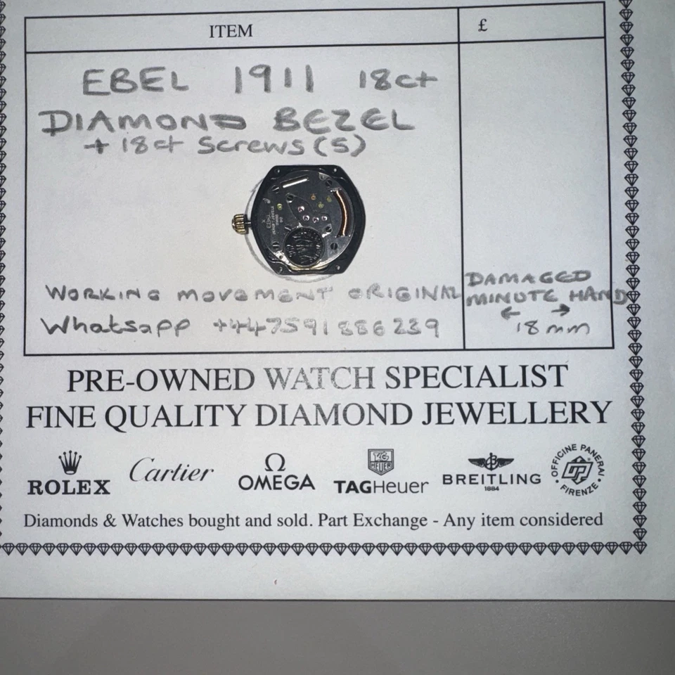 EBEL 1911 Dama 20,5 mm Bisel de Diamante y Diamante Punto Madreperla Esfera Foto 2 de 4