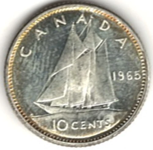 1965 SILVER CANADA TEN CENTS ~ PROOF LIKE SURFACES ~ SEE THE SCAN stkPL-103