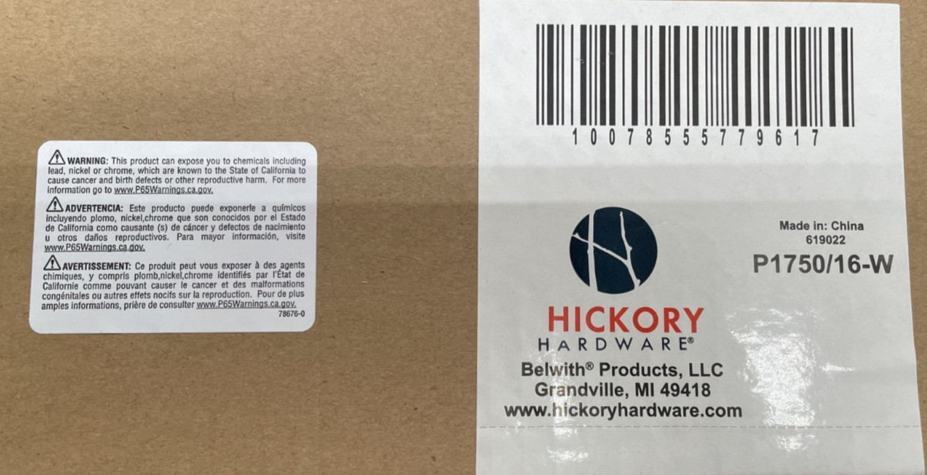 (LOT OF 5) Hickory Hardware P1750/16-W Side-Mount Cabinet Dr