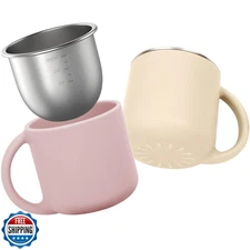 Bakpoco 2-IN-1 Open Baby Cups, Stainless Steel Tiny Cup + Silicone Training C