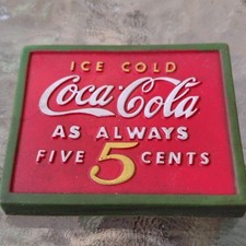 Coca-Cola Ice Cold Five Cents Magnet 1998 Red Green Yellow Soda Advertising
