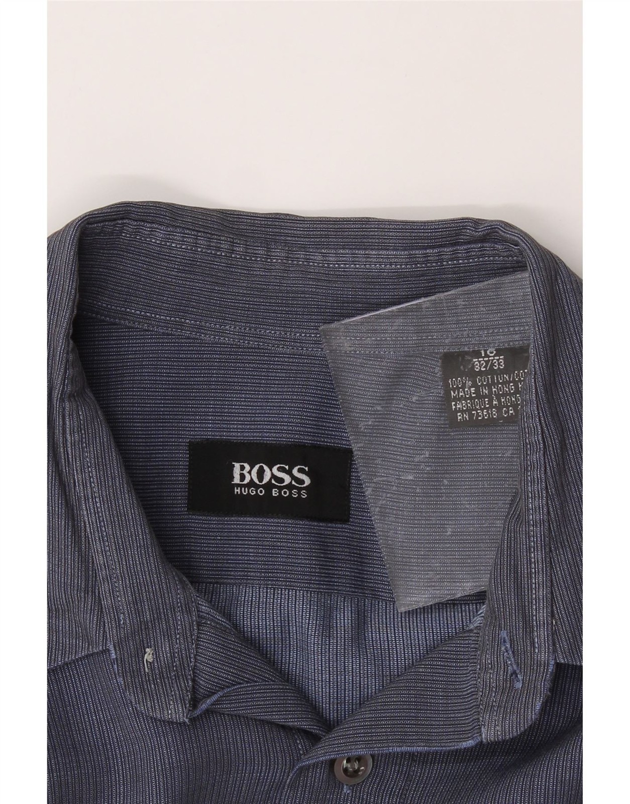 HUGO BOSS Mens Shirt Size 16 Large Blue Pinstripe Cotton DT41 thumbnail 3