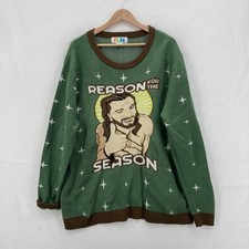Sweater Mens XL Green Ugly Christmas Jesus Reason For The Season Knit