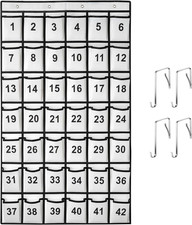 42 Pockets Numbered Classroom Pocket Chart for Cell Phones, Hanging Pocket Chart