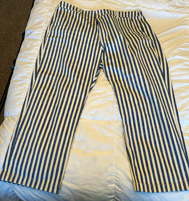 Belle Isle by Torrid Blue/White Striped Denim Straight Pants Womens Plus 18