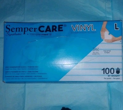 Semper Care Synthetic vinyl examinatio ppn gloves Large Powder free 