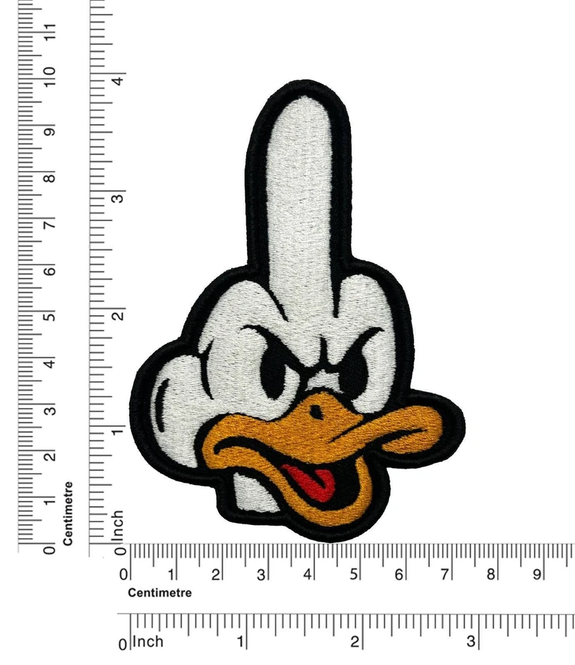 Middle Finger Duck 3D Embroidered Patches Sew-On Iron-On Fun Edgy Patches - Image 3 of 3