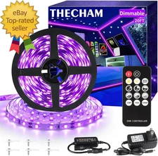 20Ft Black Light Strip with Remote 360 LED Lamp Beads 12V Flexible Lights