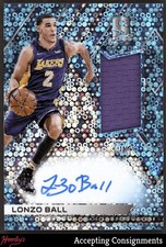 2017-18 Panini Spectra Neon Blue Lonzo Ball 69/99 ROOKIE JERSEY AUTO RC LAKERS