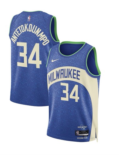 NEW Mens Nike NBA Milwaukee Bucks #34 Giannis Antetokounmpo Player Jersey Size L