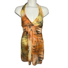 Women's Size S Very Short Halter Dress Length 19.5" 100% Polyester Made in USA