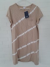 NWT Gap Short Sleeve Tie Dye Jersey Dress Beige Large 100% Cotton Summer Casual