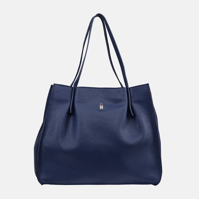 POLA - Marineblaue Shopper-Tasche aus Naturleder