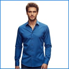 Dolce & Gabbana Men’s Blue Long-Sleeved Buttoned Shirt Size 17.5 / 44