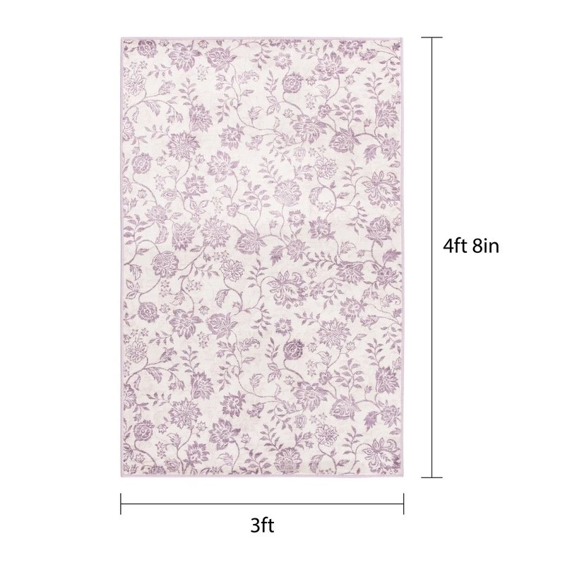 Lavender Floral Faux Fur Accent Rug Soft Indoor Carpet Elegant Comfort 36x56 New - Image 4 of 4