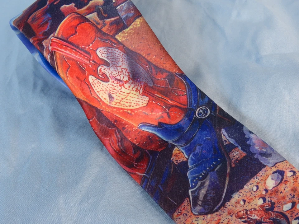 BOTAS Y ESPOLONES Ralph Marlin '92 de Colección Para Hombre Corbata para Cuello ROJO/AZUL Vaquero Western LIGART Foto 2 de 4