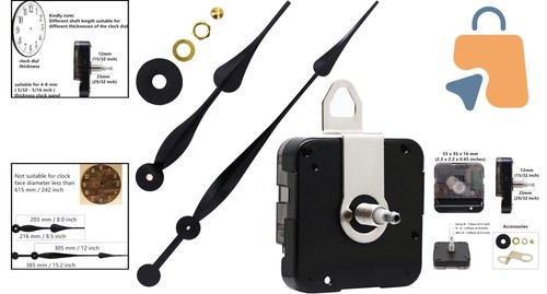 Modern Black Long Shaft Clock Movement Kit with Spade Hands for Stylish Decor - 第 2/9 張圖片