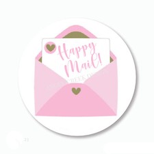 Pink Envelope Happy Mail Stickers Mailing Stickers Labels Envelope Seals
