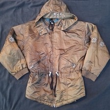 Sportalm Shiny Iridescent Ski Snow Jacket Snow Flake Reindeer Size 42 Bronze