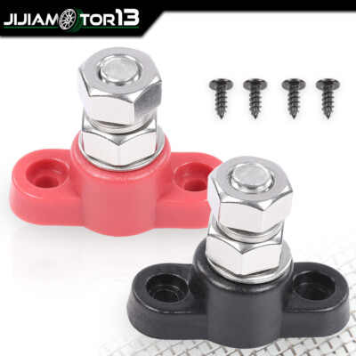 3/8'' Junction Block Power Post Set Stainless Insulated Terminal Stud Red & Black