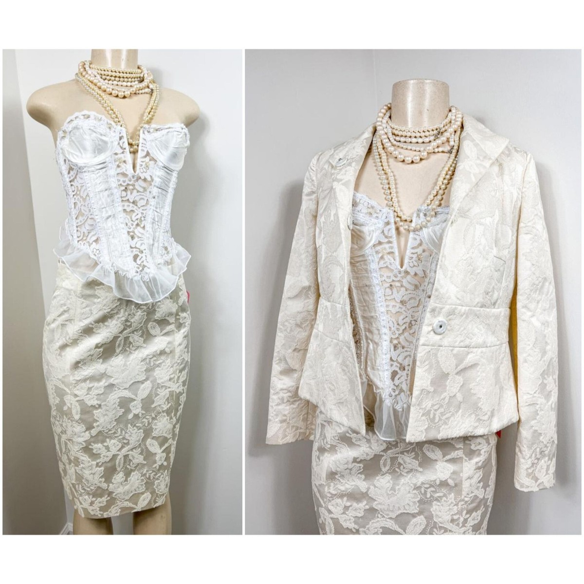 VALENTINO GARAVANI Roma White Floral Printed Sequin Skirt