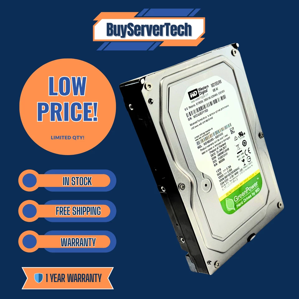 WD10EURX 1TB 5400RPM 64MB 3.5" SATA HDD | Western Digital AV-GP | CCTV DVR PC - Image 4 of 4