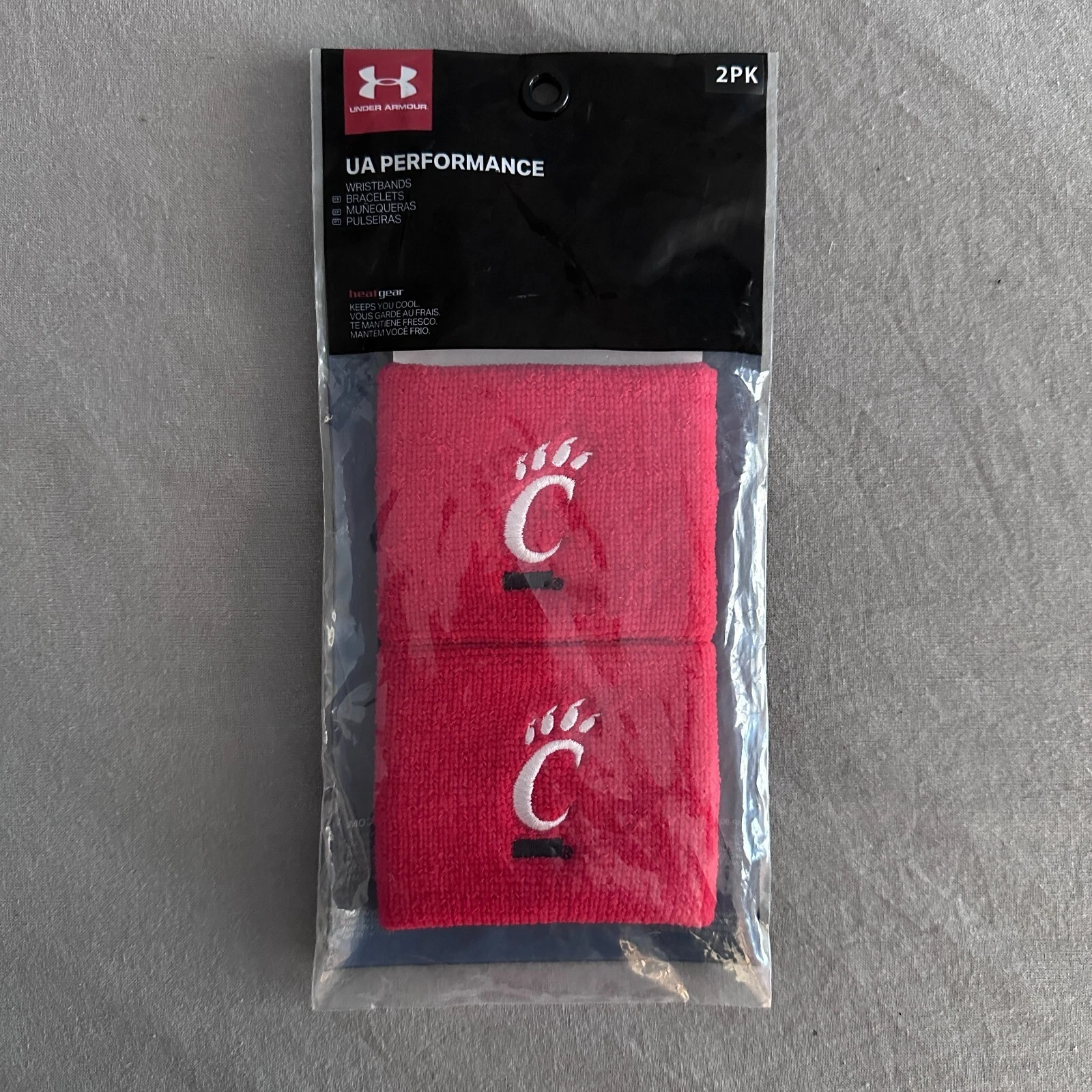 Cincinnati Bearcats Under Armour Red Basketball Wristbands Pair UA Heatgear