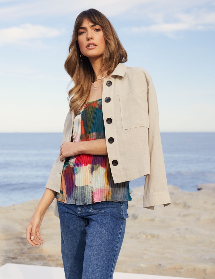 KATIES Womens Jacket Regular Beige Winter Relaxed Fit Solid