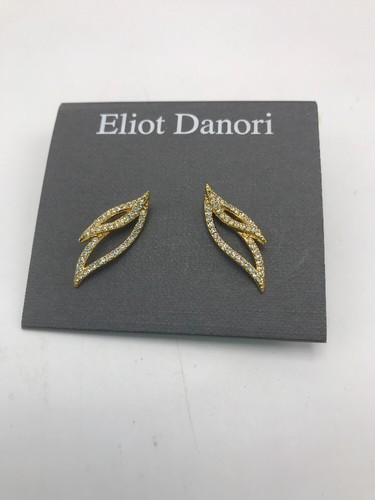 $50 Eliot Danori Pave Leaf Post Earrings D1A Gold Tone - Picture 6 of 7
